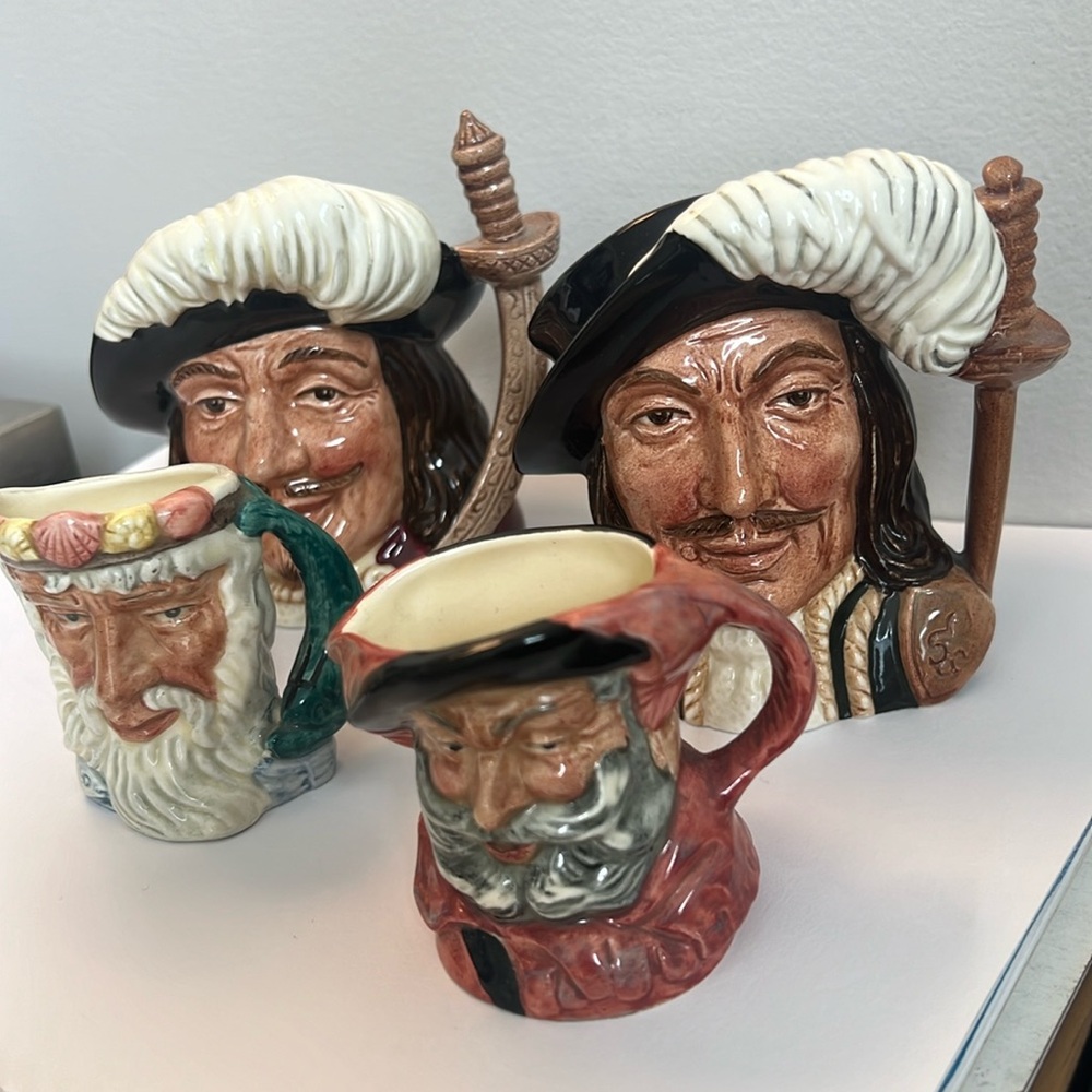 Vintage Collectible Royal Doulton Character Jugs x 4, Made in England